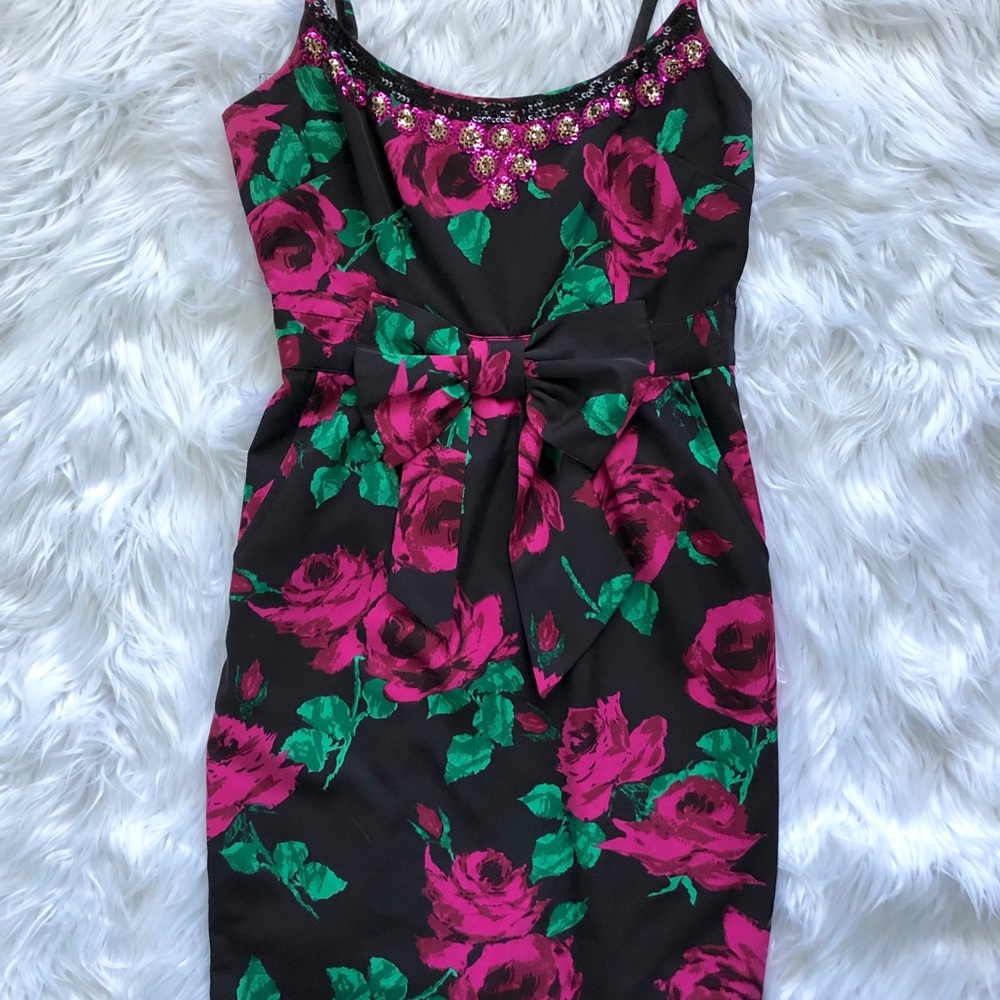 Black and Magenta Floral Dress